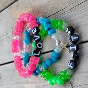 Bundle of three handmade bracelets.